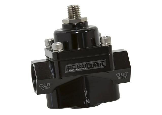 Aeroflow AF49-4001BLK Red Style Reg 1-4 PSI Adjustable Billet 1 In 2 Out 3/8 Npt Port