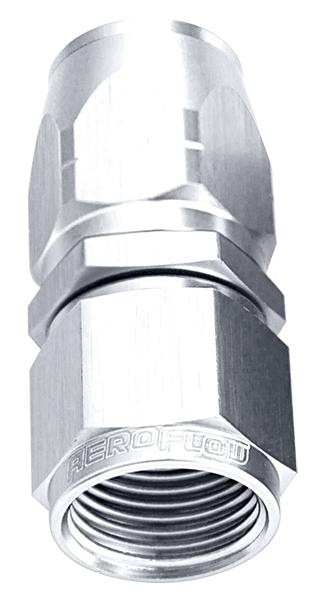 Aeroflow AF501-08S Alloy Straight Hose End -8AN Silver Swivel Nut AF501-08S