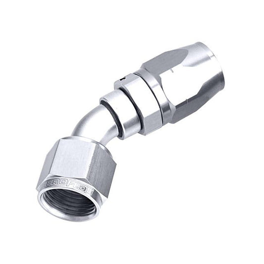 Aeroflow AF502-06S Alloy 45 Deg Hose End -6AN Silver Cuter Style Full Swivel AF502-06S