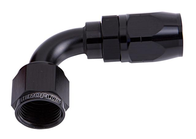 Aeroflow AF503-10BLK Alloy 90 Deg Hose End -10AN Black Cutter Style Full Swivel AF503-10BLK