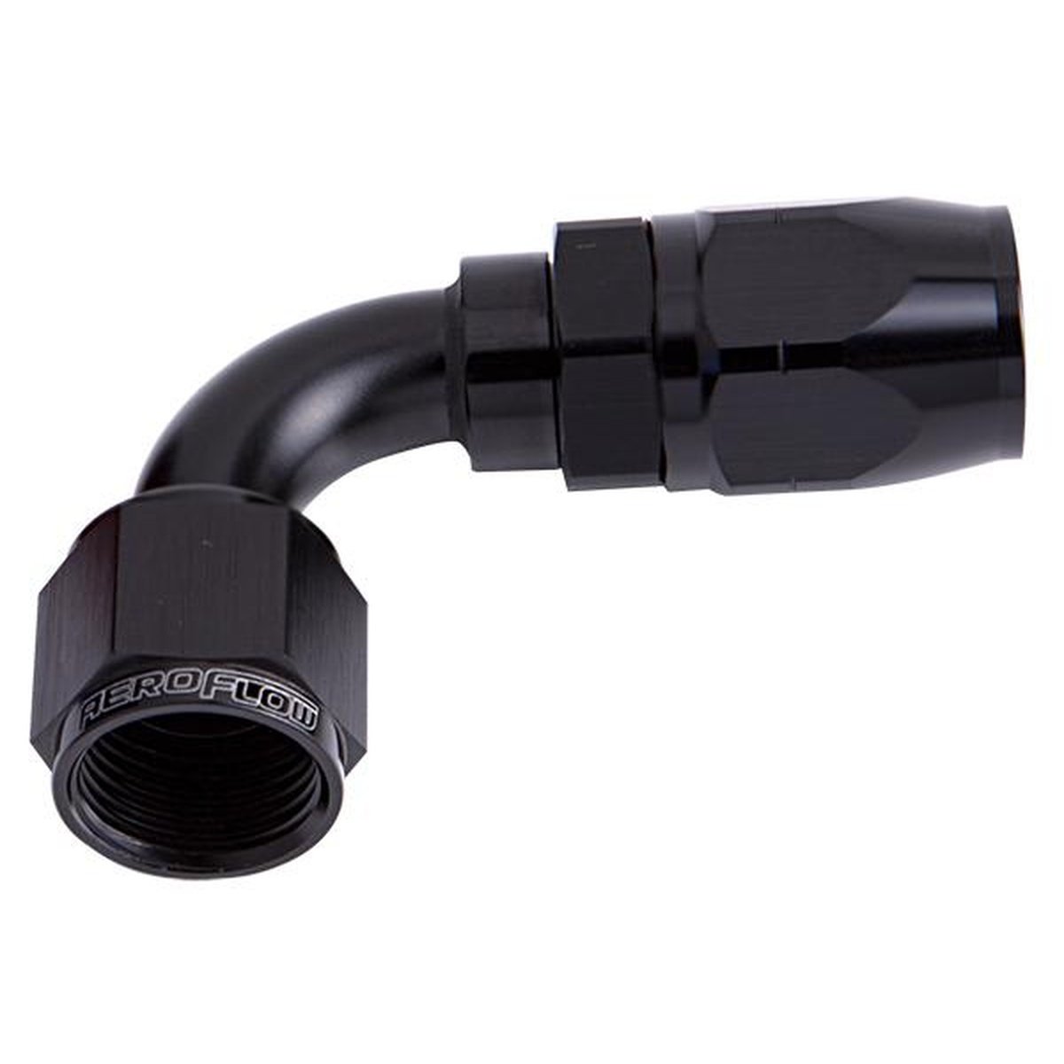 Aeroflow AF503-04BLK Alloy 90 Deg Hose End -4AN Black Cutter Style Full Swivel AF503-04BLK