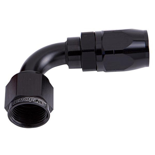 Aeroflow AF503-04BLK Alloy 90 Deg Hose End -4AN Black Cutter Style Full Swivel AF503-04BLK