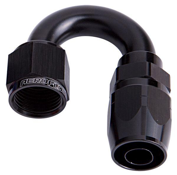 Aeroflow AF506-12BLK Alloy 180 Deg Hose End -12AN Black Cutter Style Full Swivel AF506-12BLK