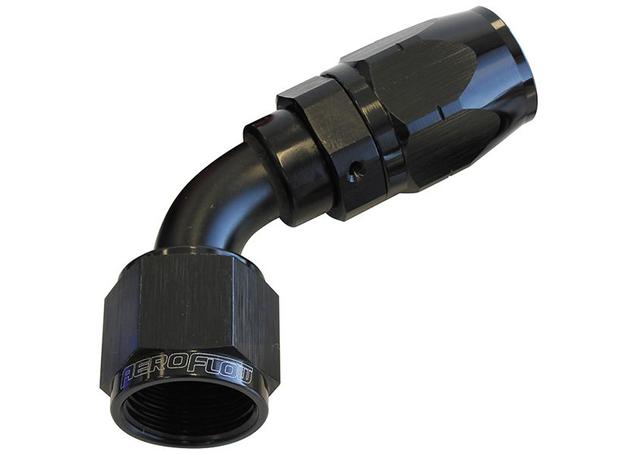 Aeroflow AF508-10BLK Alloy 60 Deg Hose End -10AN Black Cutter Style Full Swivel AF508-10BLK