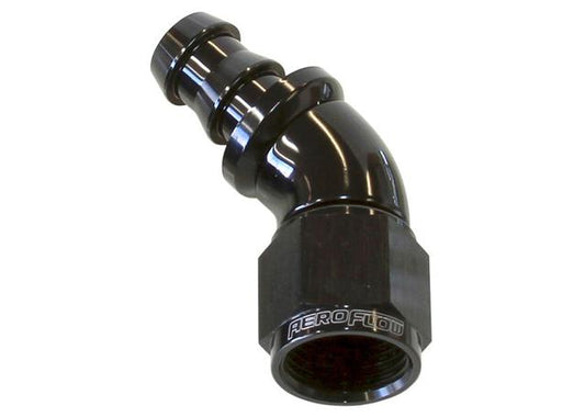 Aeroflow AF512-04BLK -4AN 45 Black Full Flow Push Lock AF512-04BLK