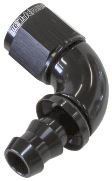 Aeroflow AF513-08BLK -8AN 90 Black Full Flow Push Lock AF513-08BLK