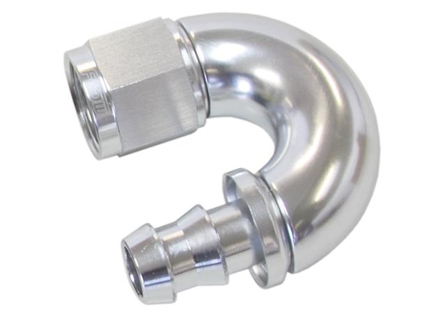 Aeroflow AF516-06S -6AN 180 Silver Full Flow Push Lock AF516-06S