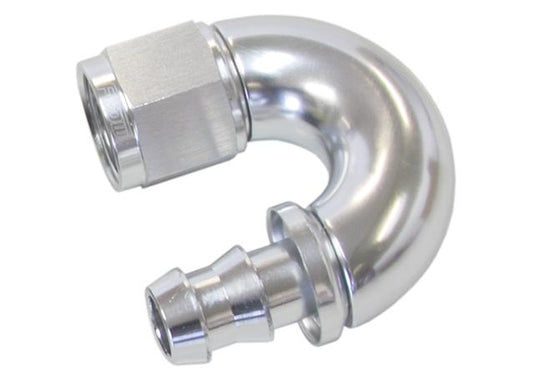 Aeroflow AF516-06S -6AN 180 Silver Full Flow Push Lock AF516-06S