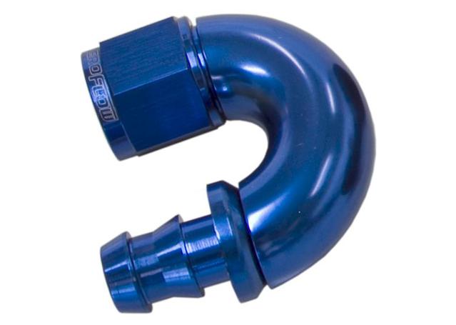 Aeroflow AF516-08 -8AN 180 Blue Full Flow Push Lock AF516-08