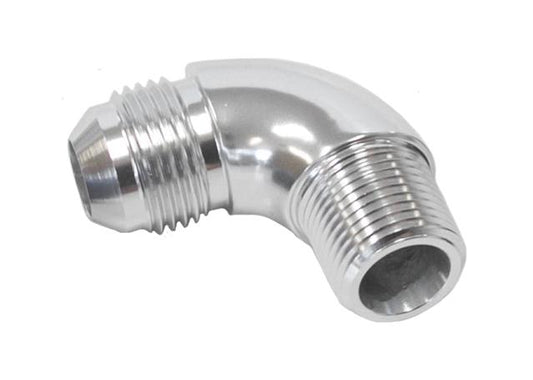 Aeroflow AF522-06S 90 Deg 1/4" To -6AN Full Flow Silver No Restriction In Bend AF522-06S