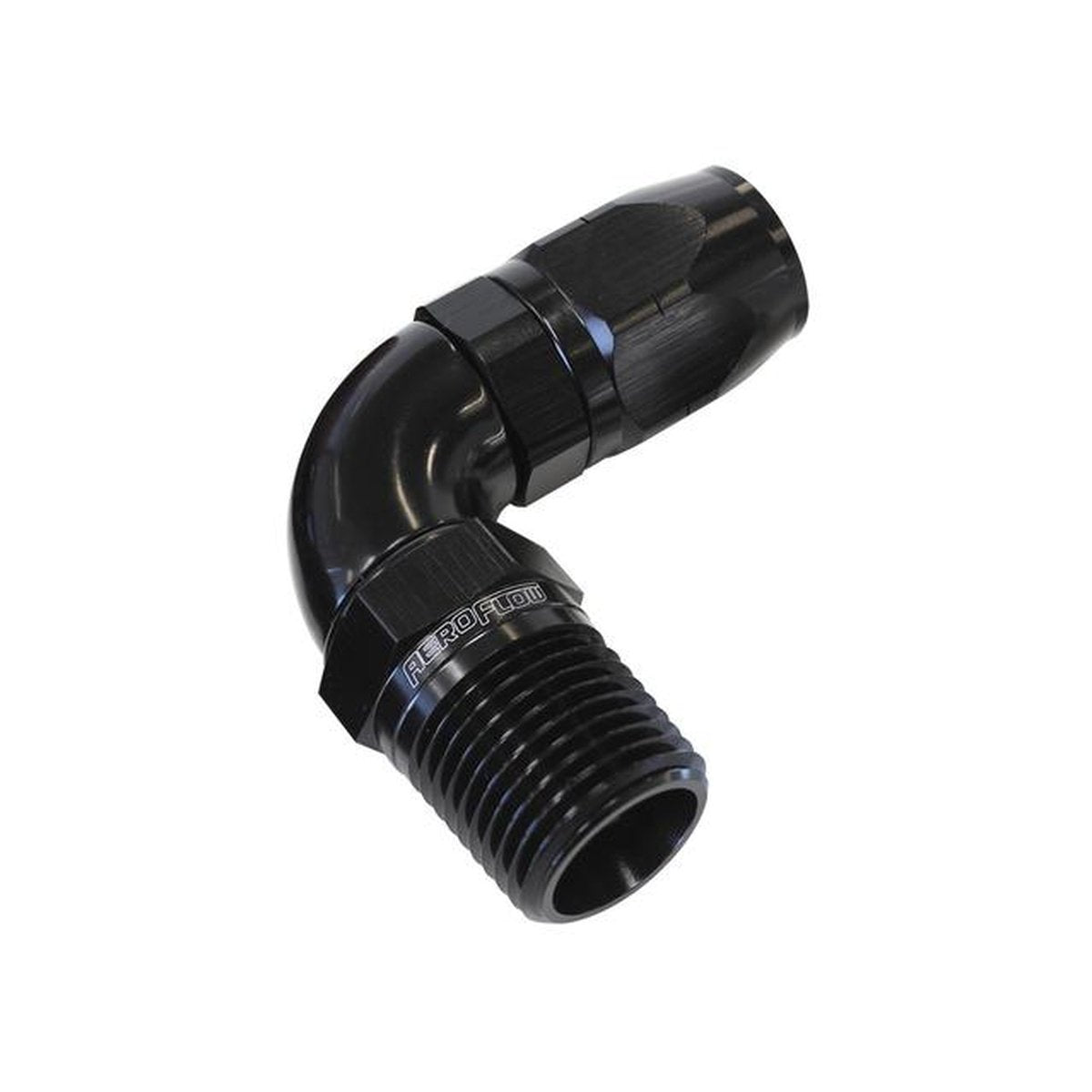 Aeroflow AF529-08-08BLK Male 1/2 NPT 90 Deg To -8AN Hose Black Full Flow Billet 1 Piece
