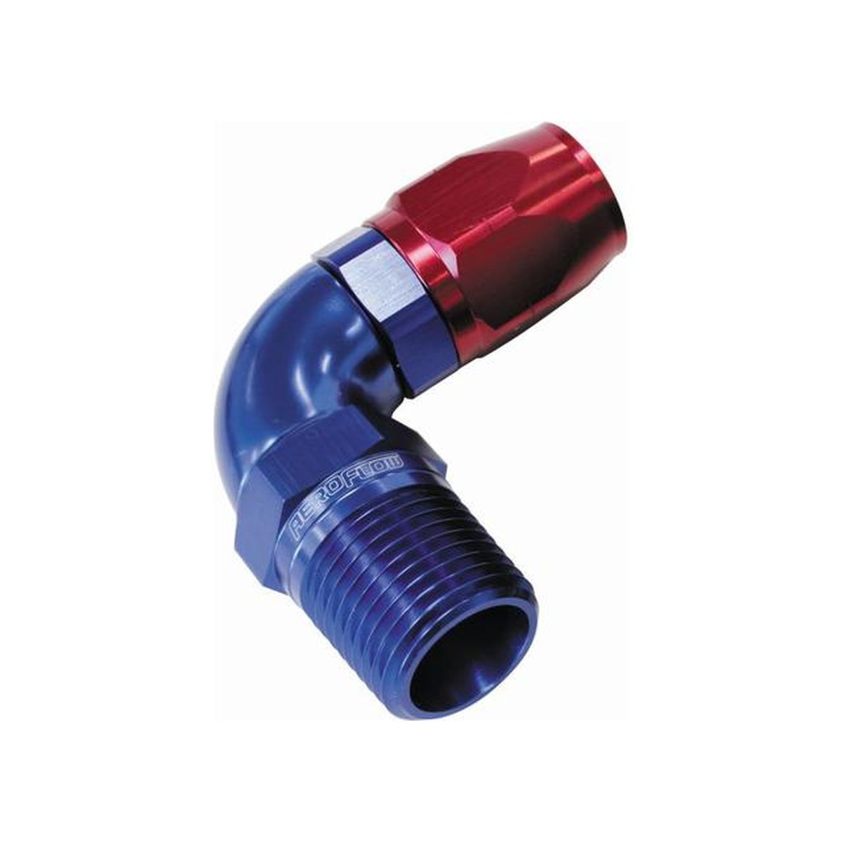 Aeroflow AF529-12-12 Male 3/4 NPT 90 Deg To -12AN Hose Blue Full Flow Billet 1 Piece AF529-12-12