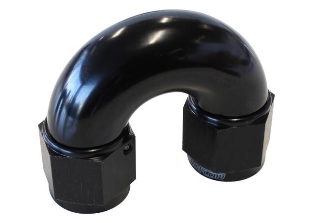 Aeroflow AF536-10BLK -10AN 180 Deg Swivel Coupler Black Billet Full Flow 1 Piece AF536-10BLK