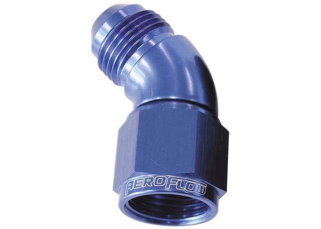 Aeroflow AF542-04 45 Deg Female - Male -4AN Blue Full Flow AF542-04