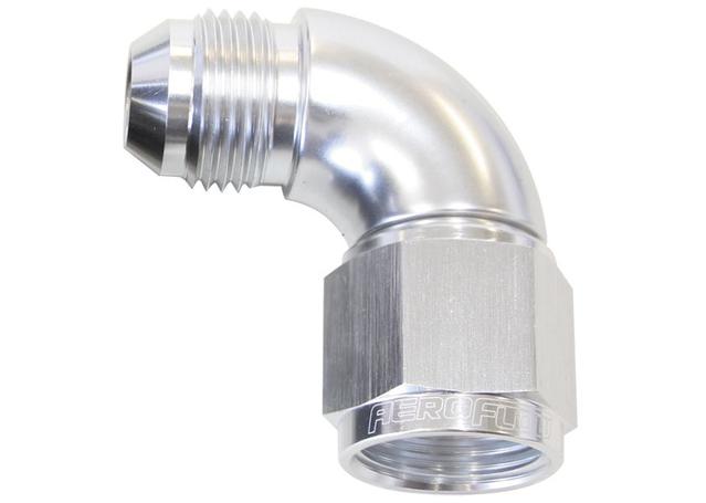Aeroflow AF543-04S 90 Deg Female - Male -4AN Silver Full Flow AF543-04S