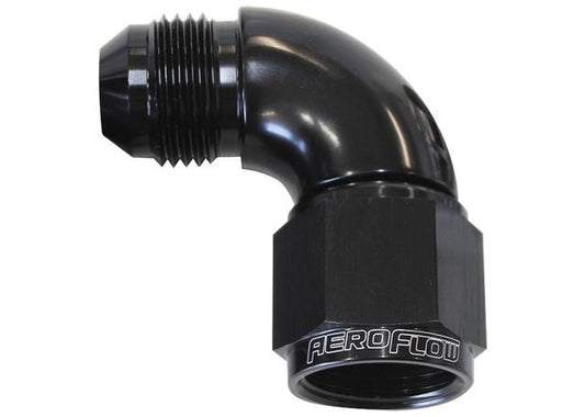 Aeroflow AF543-12BLK 90 Deg Female - Male -12AN Black Full Flow AF543-12BLK