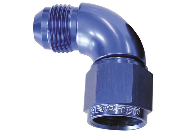 Aeroflow AF543-10 90 Deg Female - Male -10AN Blue Full Flow AF543-10