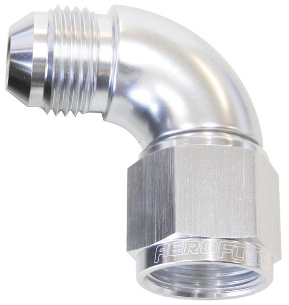 Aeroflow AF543-10S 90 Deg Female - Male -10AN Silver Full Flow AF543-10S