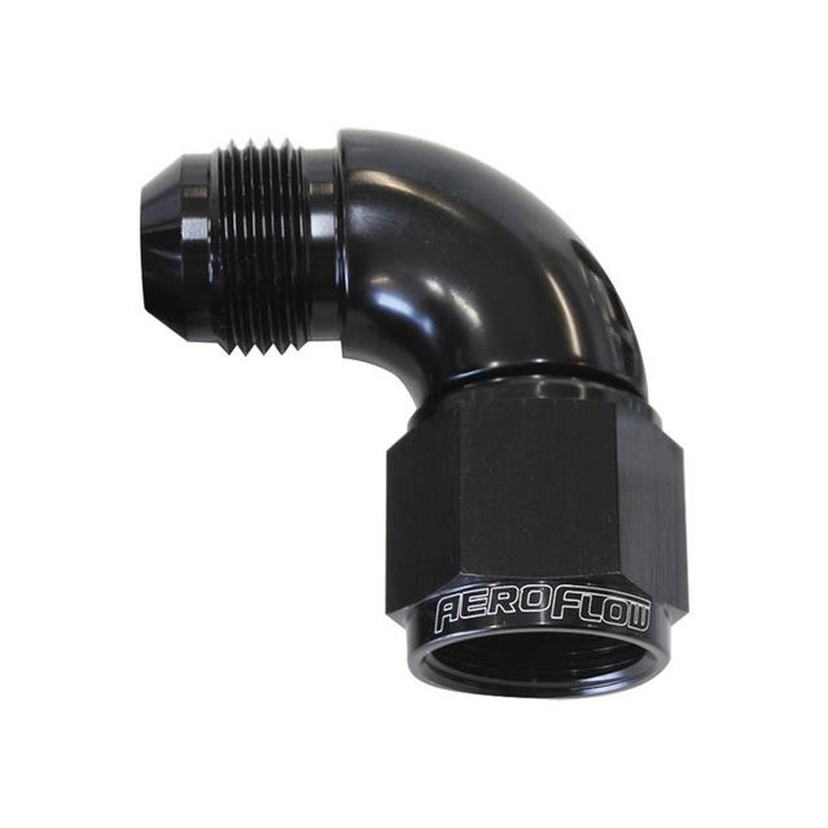Aeroflow AF543-04BLK 90 Deg Female - Male -4AN Black Full Flow AF543-04BLK