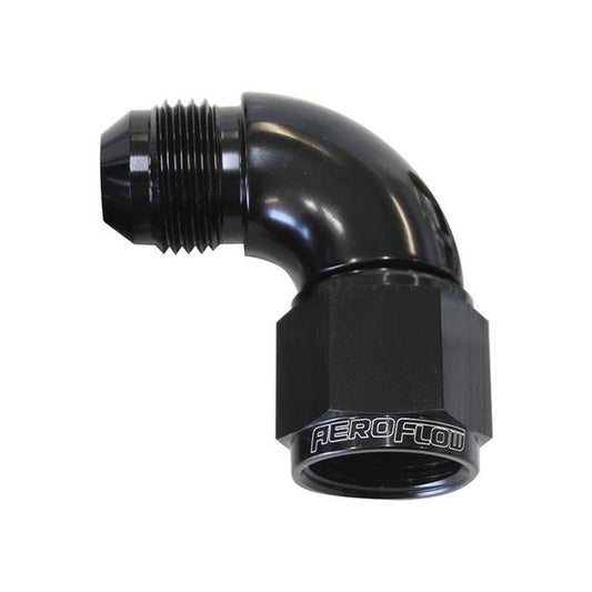 Aeroflow AF543-04BLK 90 Deg Female - Male -4AN Black Full Flow AF543-04BLK