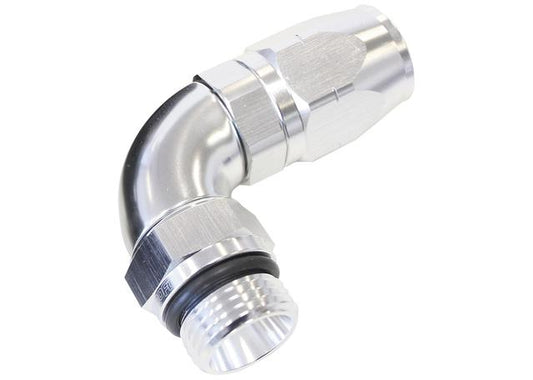 Aeroflow AF549-08-08S Male Hose End -8 ORB To -8 Hose full Flow Billet 90 Deg Silver AF549-08-08S