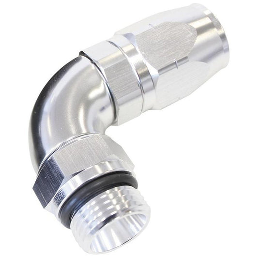Aeroflow AF549-10-10S Male Hose End -10 ORB To -10 Hose full Flow Billet 90 Deg Silver AF549-10-10S