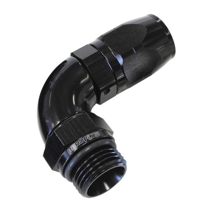 Aeroflow AF549-12-10BLK Male Hose End -10 ORB To -12 Hose full Flow Billet 90 Deg Black AF549-12-10BLK