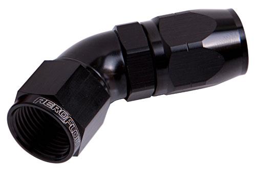 Aeroflow AF552-12BLK Alloy 45 Deg Hose End -12AN Black Cutter Style Full Flow AF552-12BLK