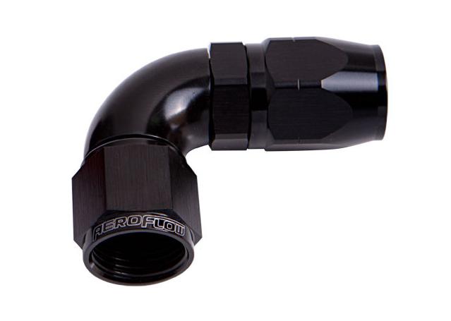 Aeroflow AF553-06-08BLK Stepped 90 Deg Hose End -6 Hose to -8AN Reducer Hose End Black AF553-06-08BLK