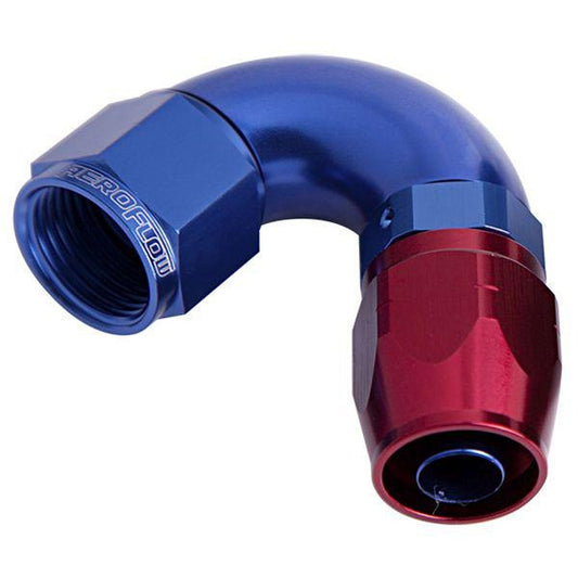 Aeroflow AF554-08 Alloy 120 Deg Hose End -8AN Blue Cutter Style Full Flow AF554-08