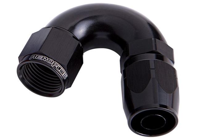 Aeroflow AF555-04BLK Alloy 150 Deg Hose End -4AN Black Cutter Style Full Flow AF555-04BLK
