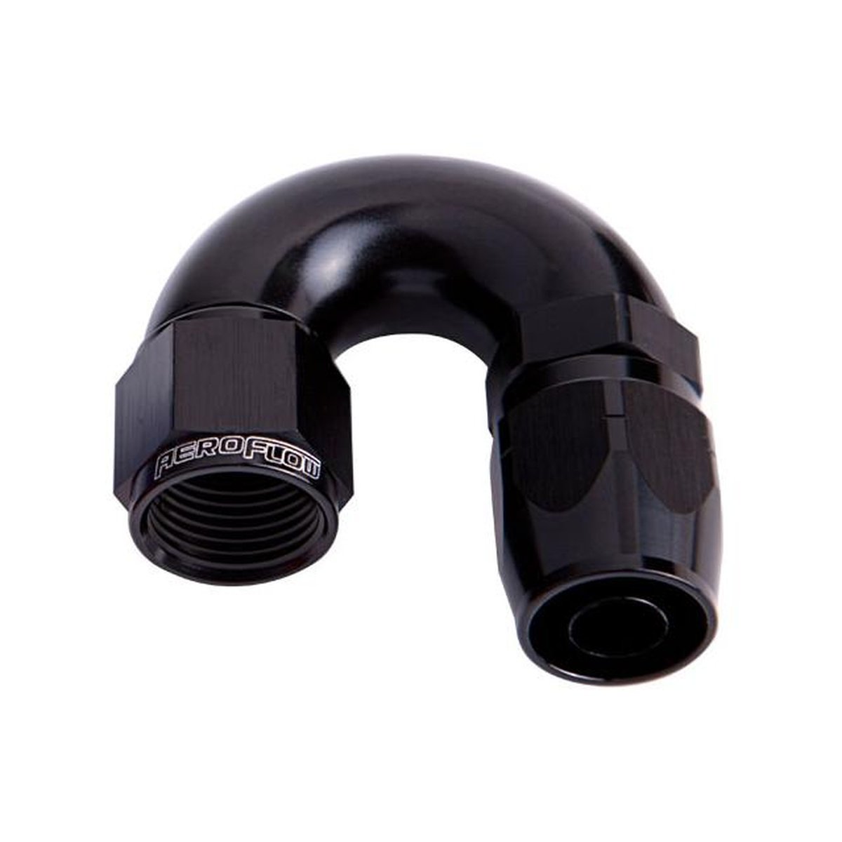 Aeroflow AF556-04BLK Alloy 180 Deg Hose End -4AN Black Cutter Style Full Flow AF556-04BLK