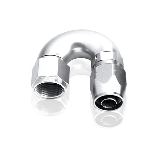 Aeroflow AF556-06S Alloy 180 Deg Hose End -6AN Silver Cutter Style Full Flow AF556-06S