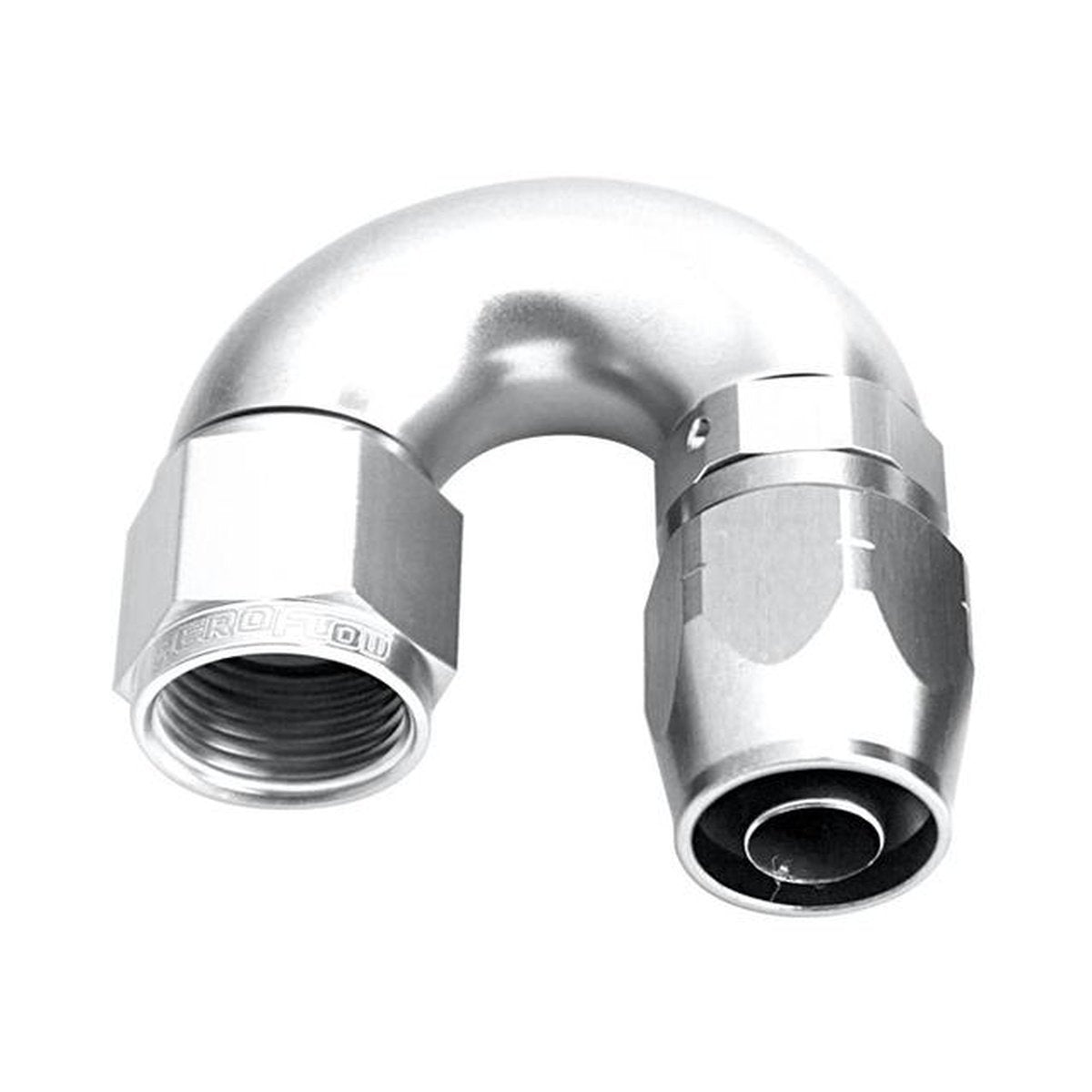 Aeroflow AF556-06-08S Stepped 180 Deg Hose End -6 -8AN Reducer Hose End Silver AF556-06-08S