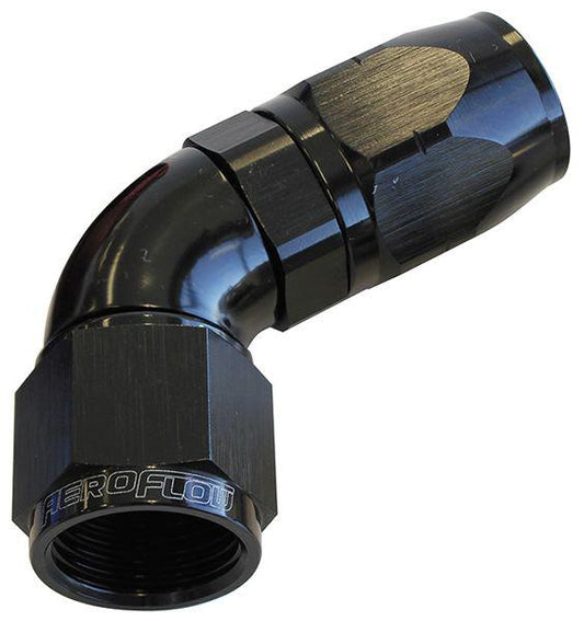 Aeroflow AF558-10BLK Alloy 60 Deg Hose End -10AN Black Cutter Style Full Swivel AF558-10BLK