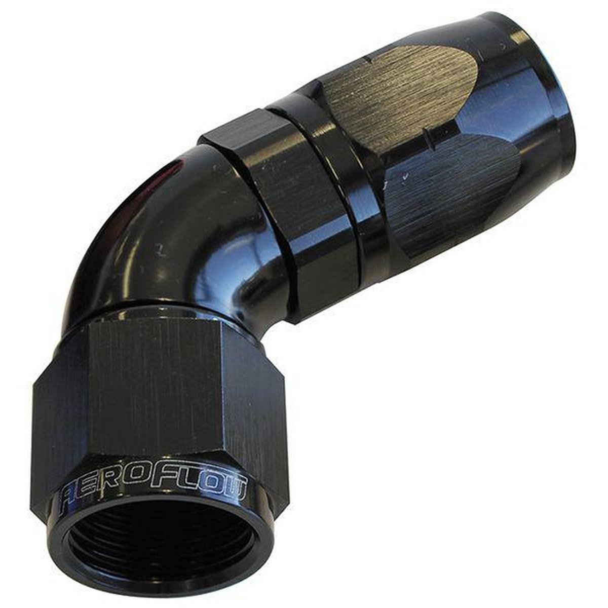 Aeroflow AF558-08BLK Alloy 60 Deg Hose End -8AN Black Cutter Style Full Swivel AF558-08BLK