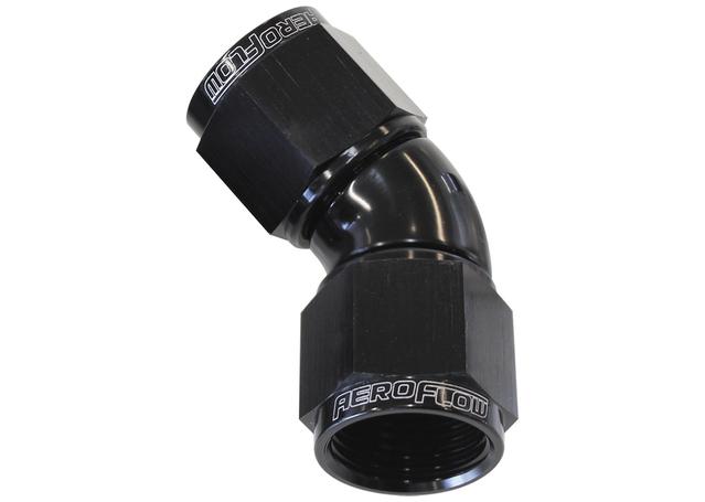 Aeroflow AF563-10BLK -10AN 45 Deg Swivel Coupler Black Billet Full Flow 1 Piece AF563-10BLK