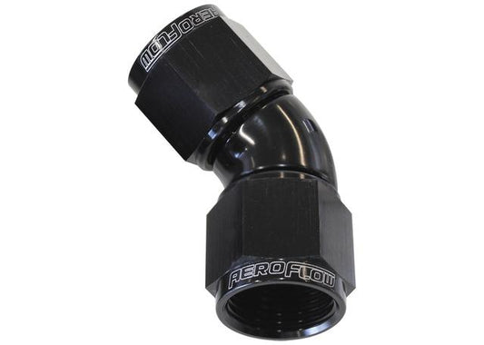 Aeroflow AF563-10BLK -10AN 45 Deg Swivel Coupler Black Billet Full Flow 1 Piece AF563-10BLK