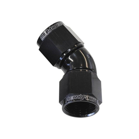 Aeroflow AF563-16BLK -16AN 45 Deg Swivel Coupler Black Billet Full Flow 1 Piece AF563-16BLK