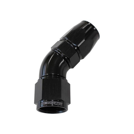 Aeroflow AF572-16DBLK 45 Deg -16AN Full Flow Teflon Hose End Black 1 Piece Fullflo AF572-16DBLK