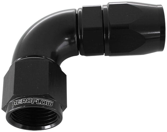 Aeroflow AF573-06DBLK 90 Deg -6AN Full Flow Teflon Hose End Black 1 Piece Fullflo AF573-06DBLK