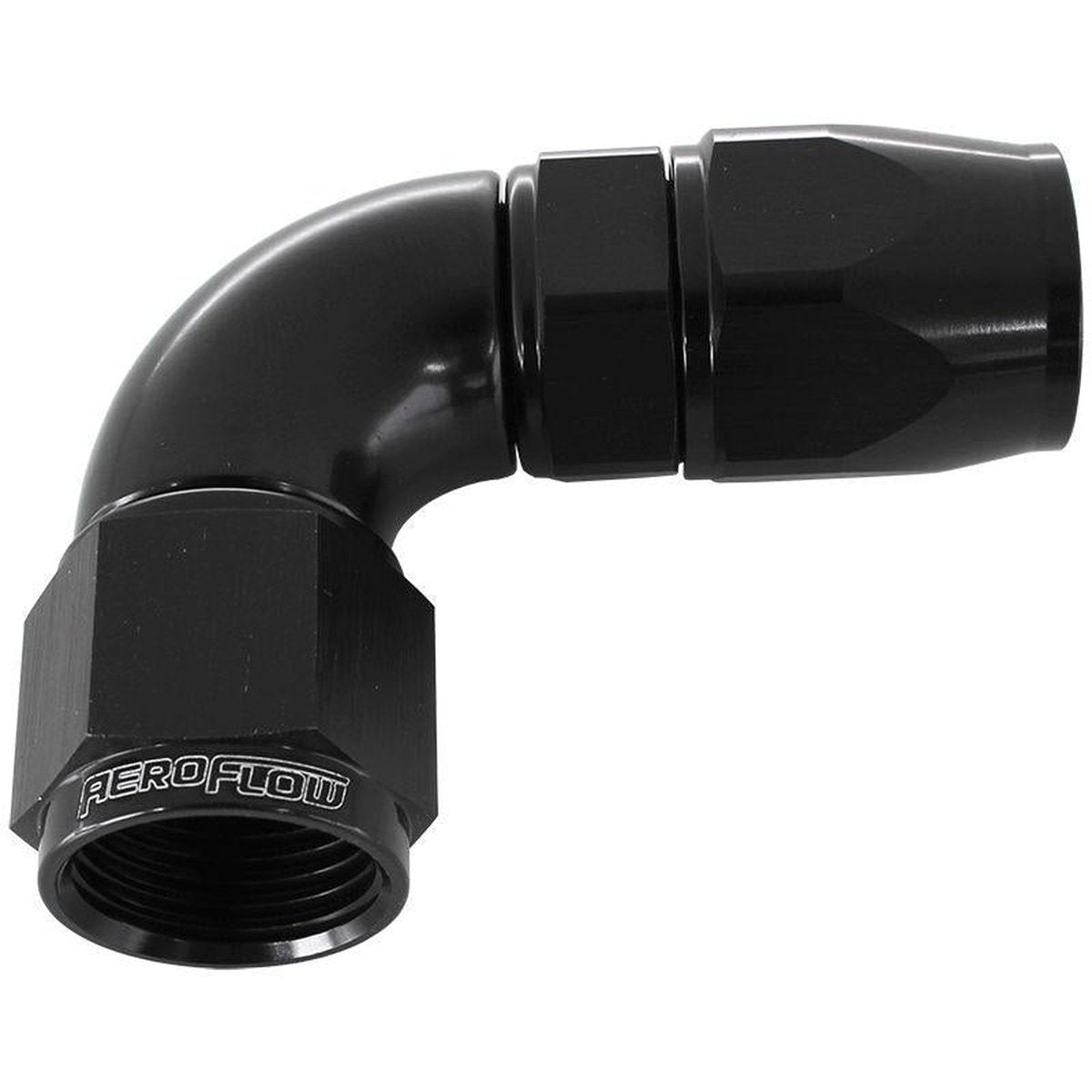 Aeroflow AF573-04DBLK 90 Deg -4AN Full Flow Teflon Hose End Black 1 Piece Fullflo AF573-04DBLK