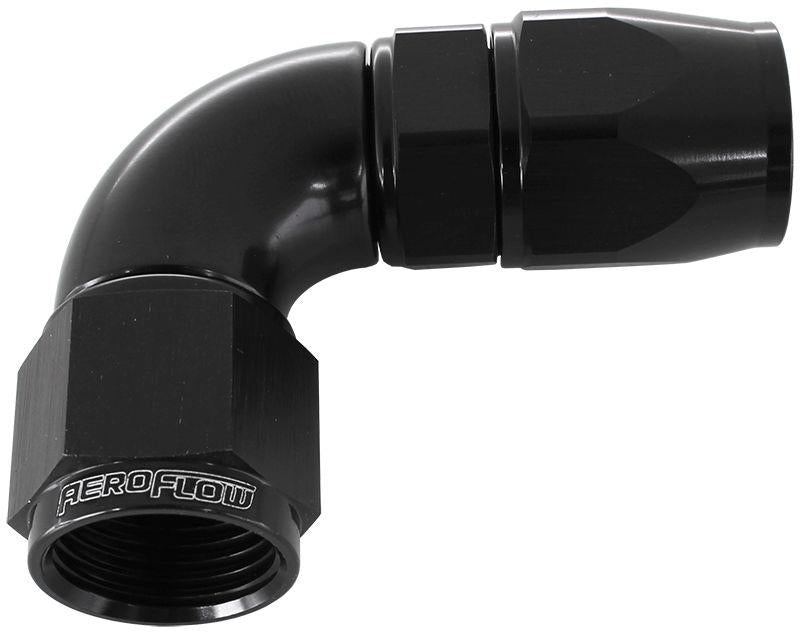 Aeroflow AF573-10DBLK 90 Deg -10AN Full Flow Teflon Hose End Black 1 Piece Fullflo AF573-10DBLK