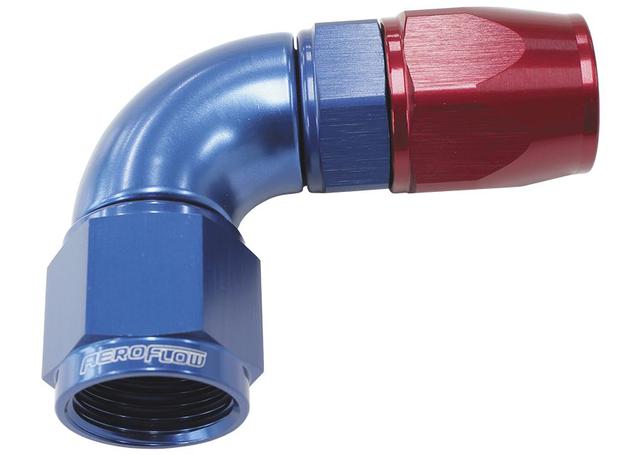 Aeroflow AF573-12D 90 Deg -12AN Full Flow Teflon Hose End Blue 1 Piece FullFlow AF573-12D