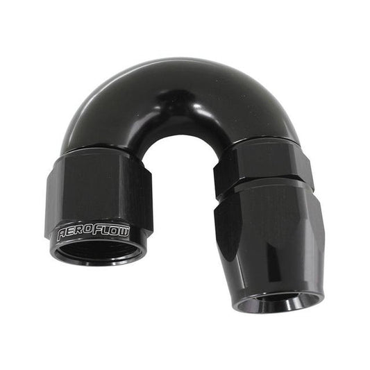 Aeroflow AF576-08DBLK 180 Deg -8AN Full Flow Teflon Hose End Black 1 Piece Fullflo AF576-08DBLK