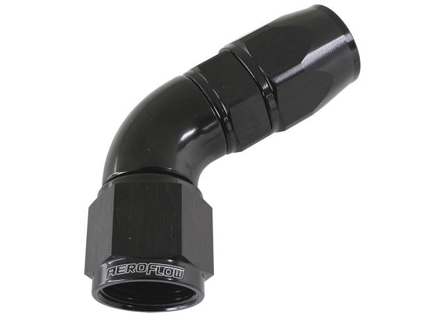 Aeroflow AF578-06DBLK 60 Deg -6AN Full Flow Teflon Hose End Black 1 Piece Fullflo AF578-06DBLK
