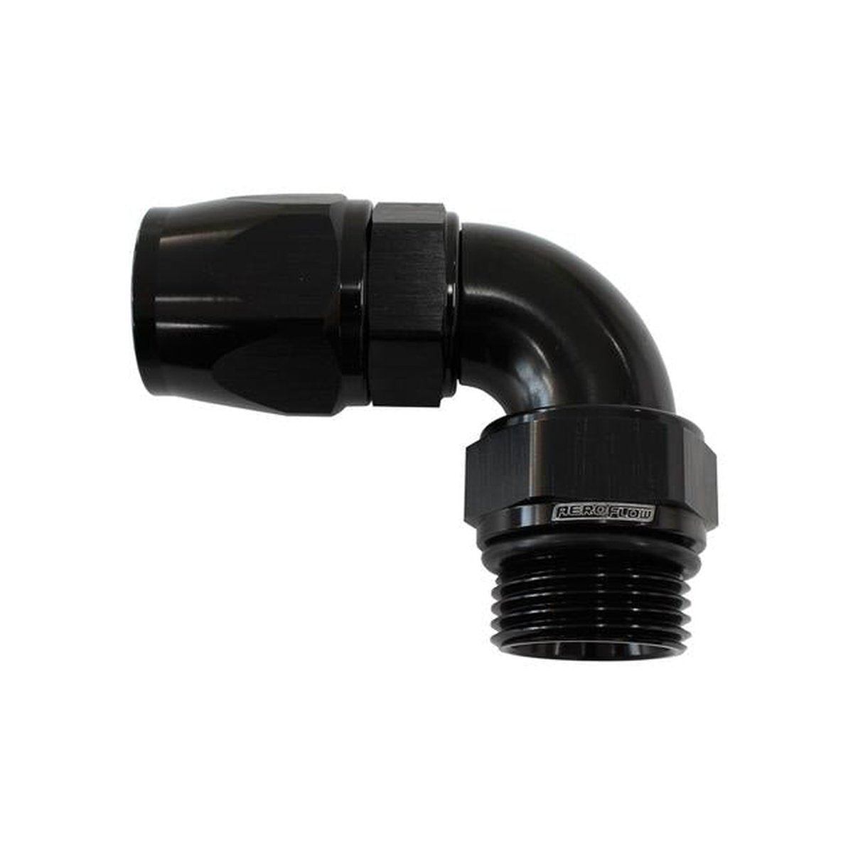 Aeroflow Male -6ORB To -6AN Teflon Full Flow Billet Black 90Degree