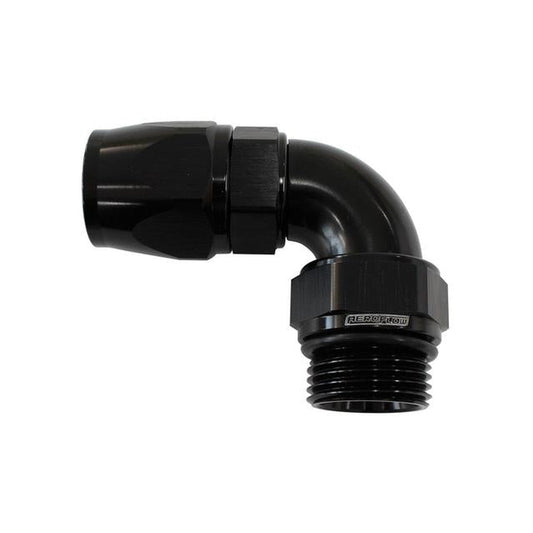 Aeroflow Male -6ORB To -6AN Teflon Full Flow Billet Black 90Degree