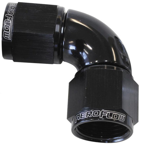 Aeroflow AF583-06BLK -6AN 90 Deg Swivel Coupler Black Billet Full Flow 1 Piece AF583-06BLK