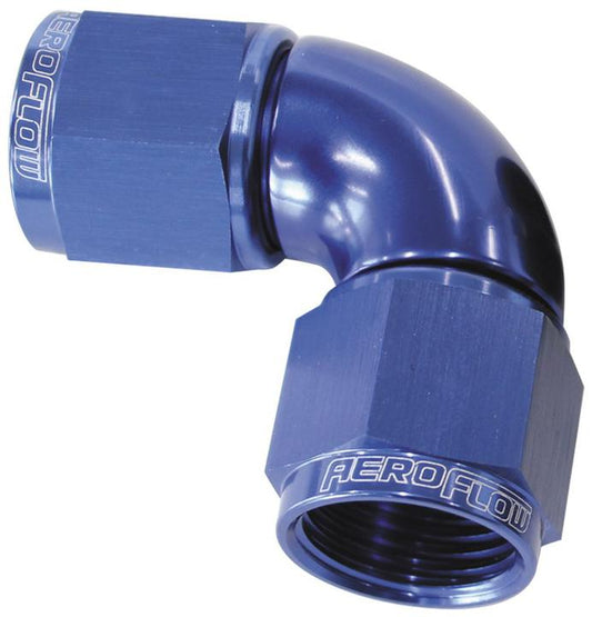 Aeroflow AF583-12 -12AN 90 Deg Swivel Coupler Blue Billet Full Flow 1 Piece AF583-12
